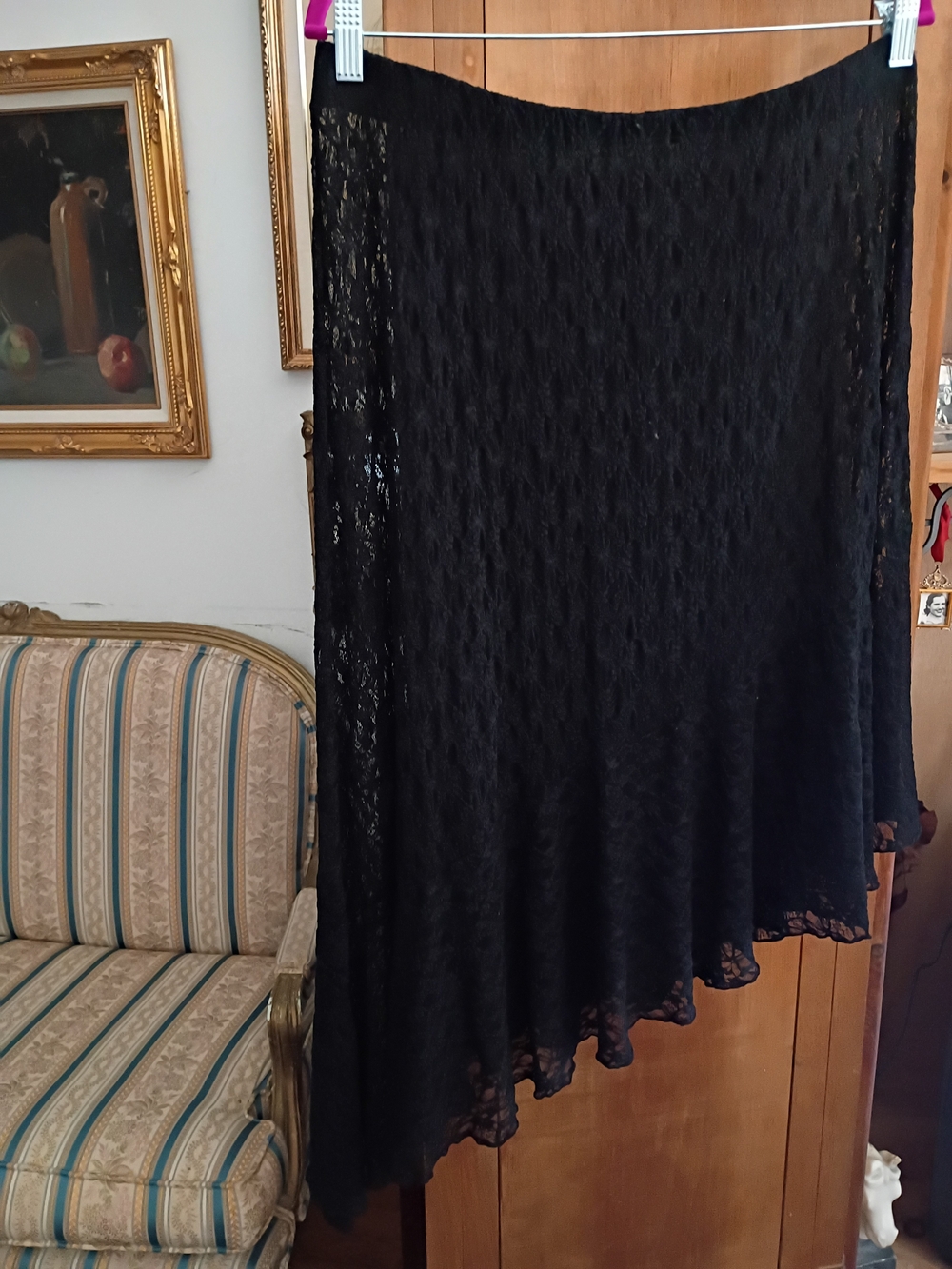 H&M Black Lace Asymmetrical Hem Skirt